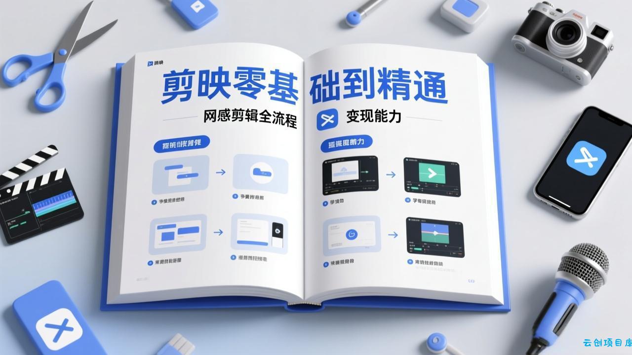 剪映零基础也能快速上手,从入门到精通掌握网感剪辑全流程,掌握能直接变现的剪辑能力-云创项目库
