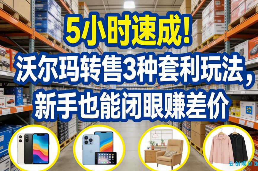 5小时速成！沃尔玛转售3种套利玩法，新手也能闭眼賺差价-云创项目库