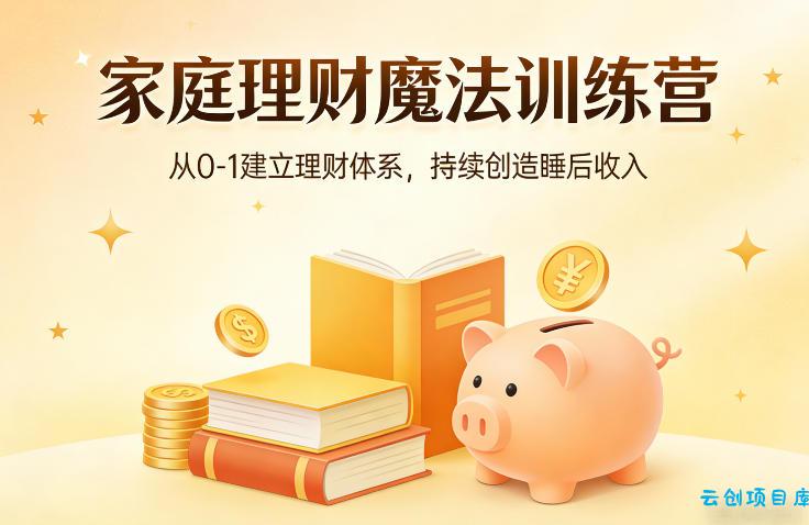 家庭理财魔法训练营，从0-1建立理财体系，持续创造睡后收入-云创项目库