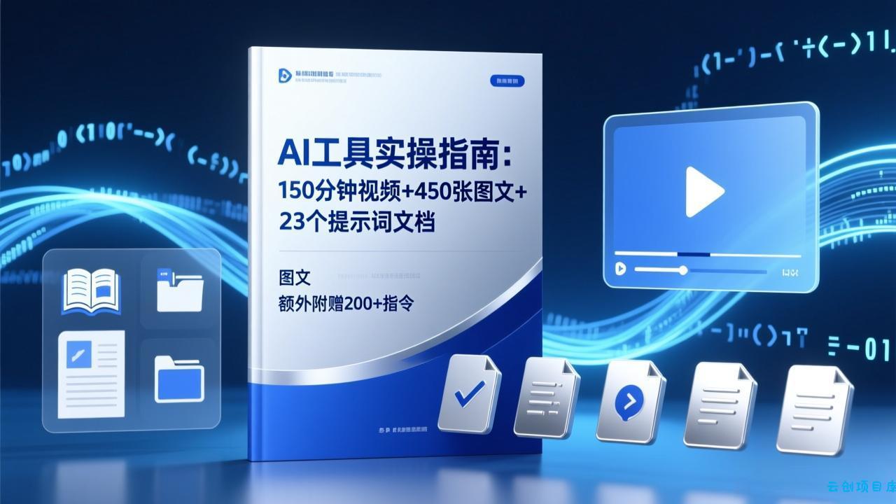 AI工具实操指南:150分钟视频+450张图文+23个提示词文档,额外附赠200+指令-云创项目库