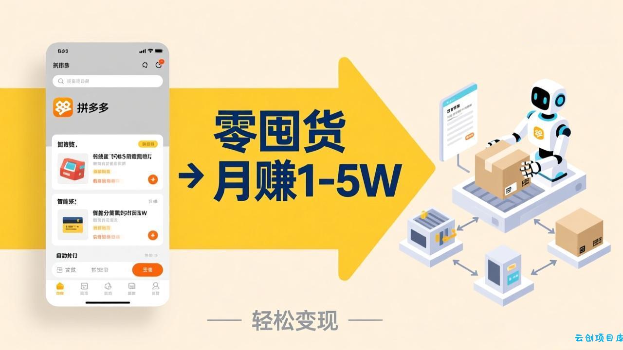 不用囤货不用跑单!拼多多虚拟玩法,机器人管理发货和客服,帮你月赚 1-5W-云创项目库