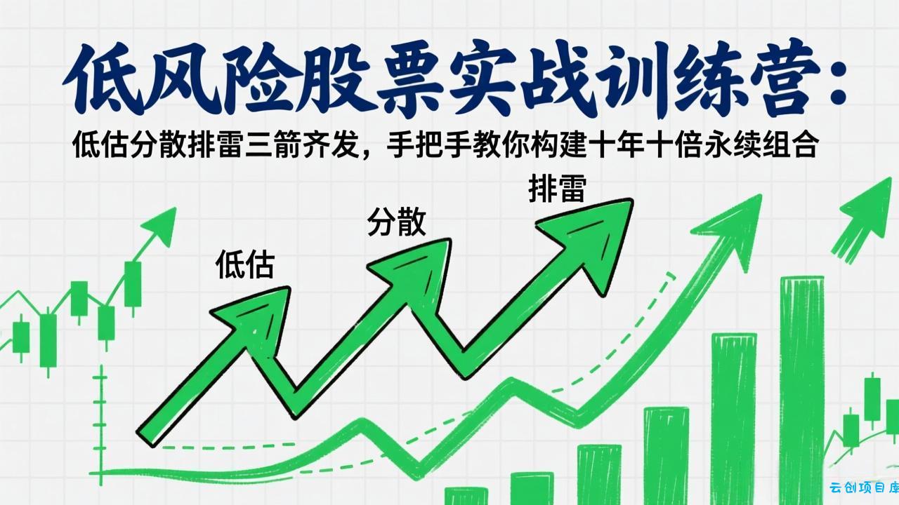 低风险股票实战训练营：低估分散排雷三箭齐发，手把手教你构建十年十倍永续组合-云创项目库