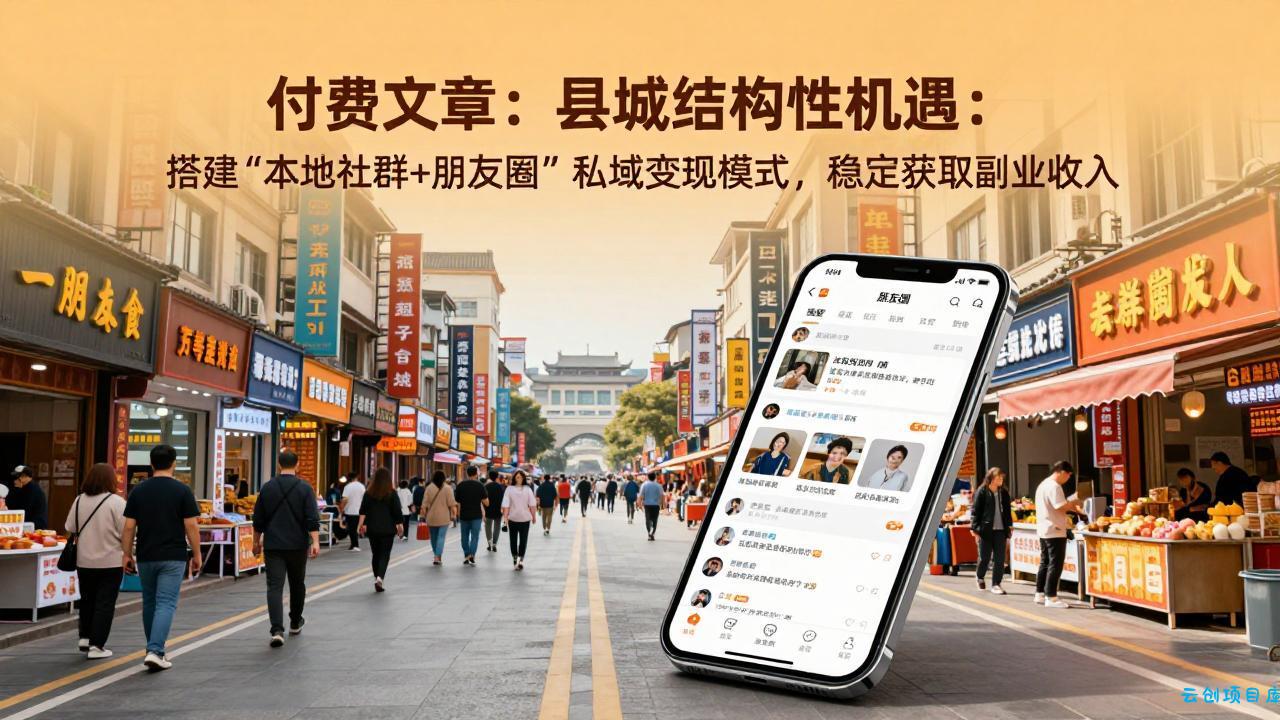 付费文章：县城结构性机遇：搭建“本地社群+朋友圈”私域变现模式，稳定获取副业收入-云创项目库