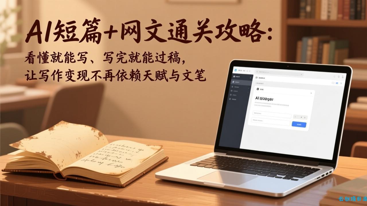 AI短篇+网文通关攻略:看懂就能写、写完就能过稿,让写作变现不再依赖天赋与文笔-云创项目库