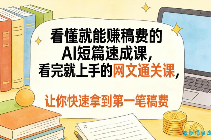 看懂就能賺稿费的AI短篇速成课，看完就上手的网文通关课，让你快速拿到第一笔稿费-云创项目库