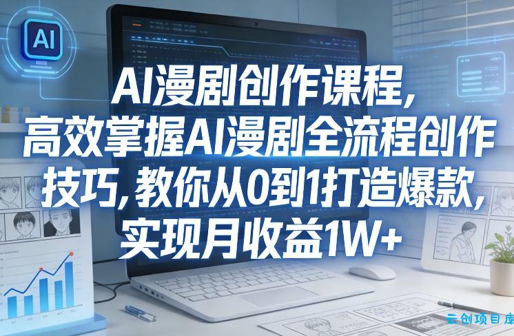 某社群AI漫剧创作课程，高效掌握AI漫剧全流程创作技巧，教你从0到1打造爆款，实现月收益1W+-云创项目库