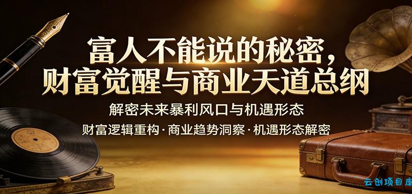 富人不能说的秘密，财富觉醒与商业天道总纲，解密未来暴利风口与机遇形态-云创项目库