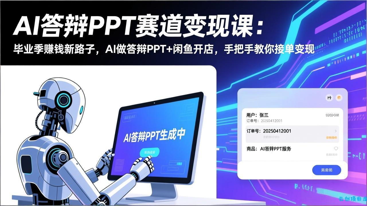 AI答辩PPT赛道变现课：毕业季赚钱新路子，AI做答辩PPT+闲鱼开店，手把手教你接单变现-云创项目库