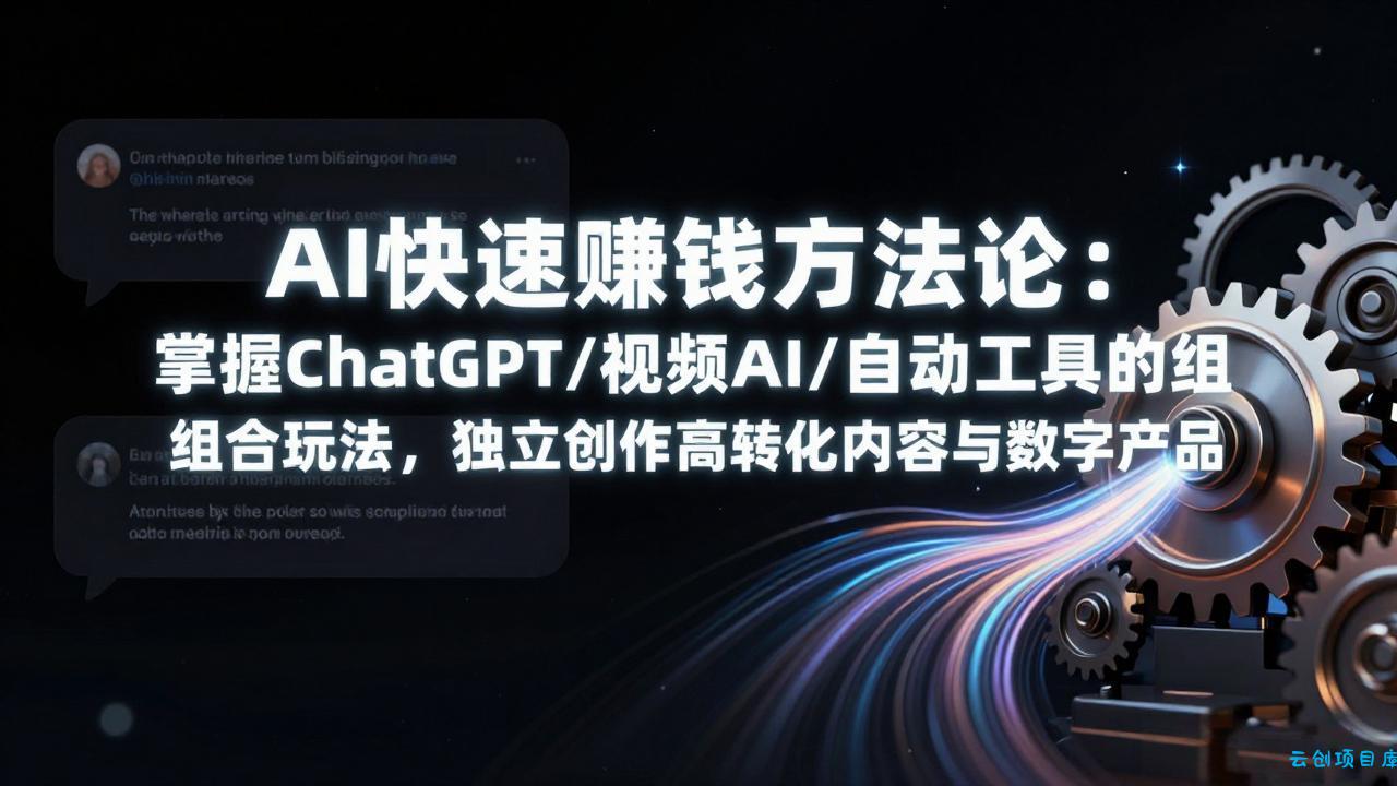 AI快速赚钱方法论：掌握ChatGPT/视频AI/自动化工具的组合玩法，独立创作高转化内容与数字产品-云创项目库