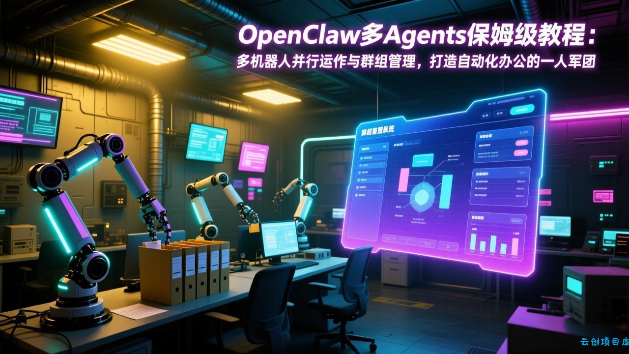 OpenClaw多Agents保姆级教程：多机器人并行运作与群组管理，打造自动化办公的一人军团-云创项目库