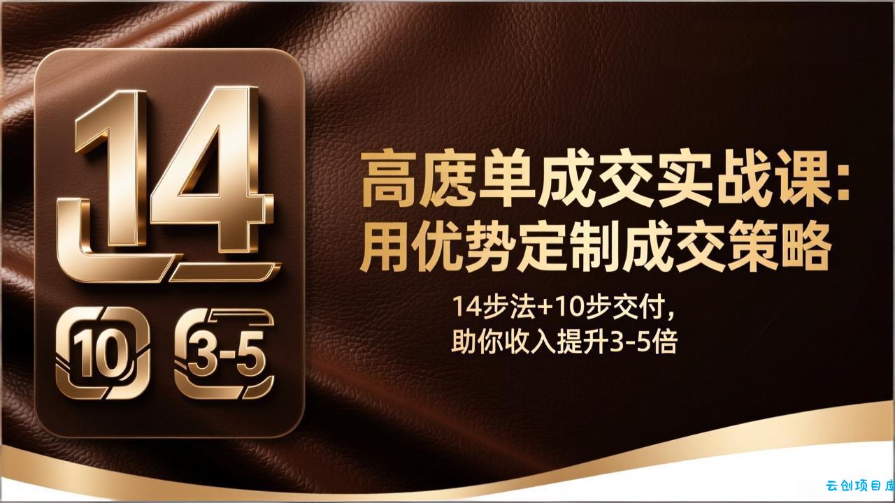 高客单成交实战课：用优势定制成交策略，14步法+10步交付，助你收入提升3-5倍-云创项目库
