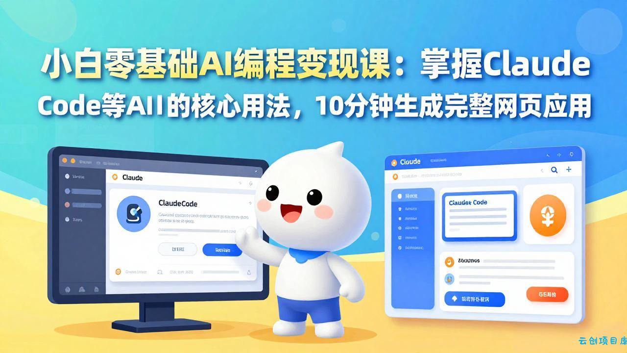 小白零基础AI编程变现课：掌握Claude Code等AI工具的核心用法，10分钟生成完整网页应用-云创项目库