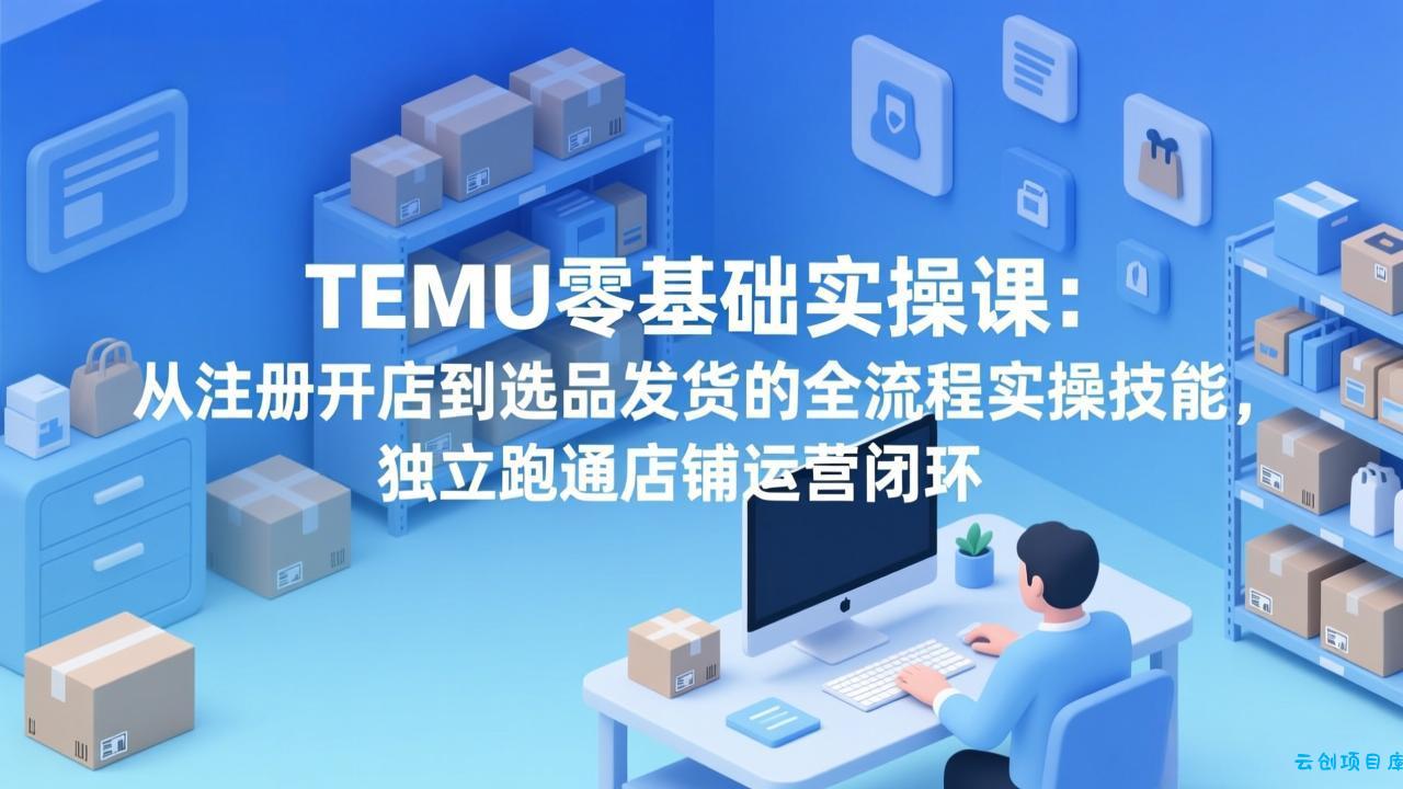 TEMU零基础实操课：从注册开店到选品发货的全流程实操技能，独立跑通店铺运营闭环-云创项目库