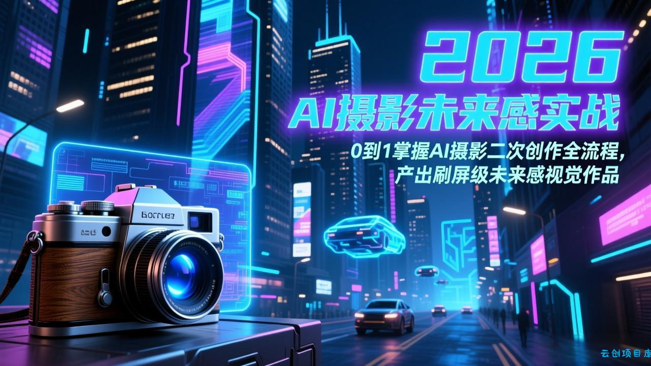 2026 AI摄影未来感实战：0到1掌握AI摄影二次创作全流程，产出刷屏级未来感视觉作品-云创项目库