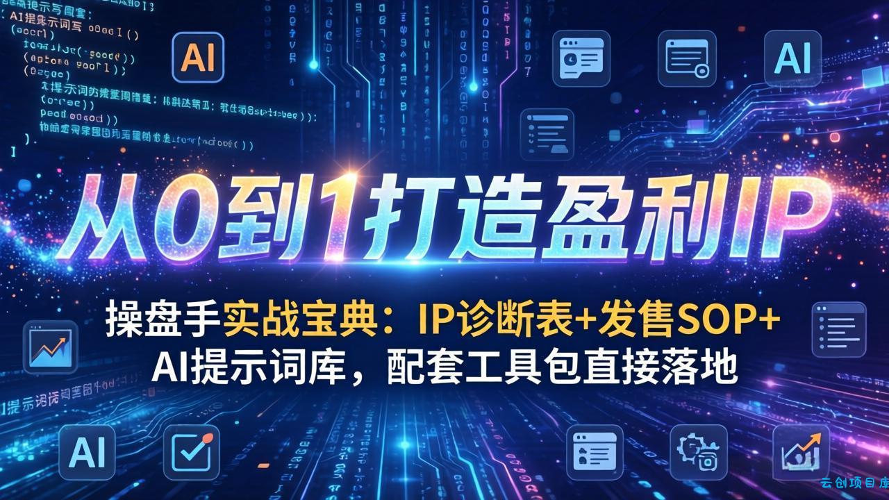 操盘手实战宝典：IP诊断表+发售SOP+AI提示词库，配套工具包直接落地，从0到1打造盈利IP-云创项目库