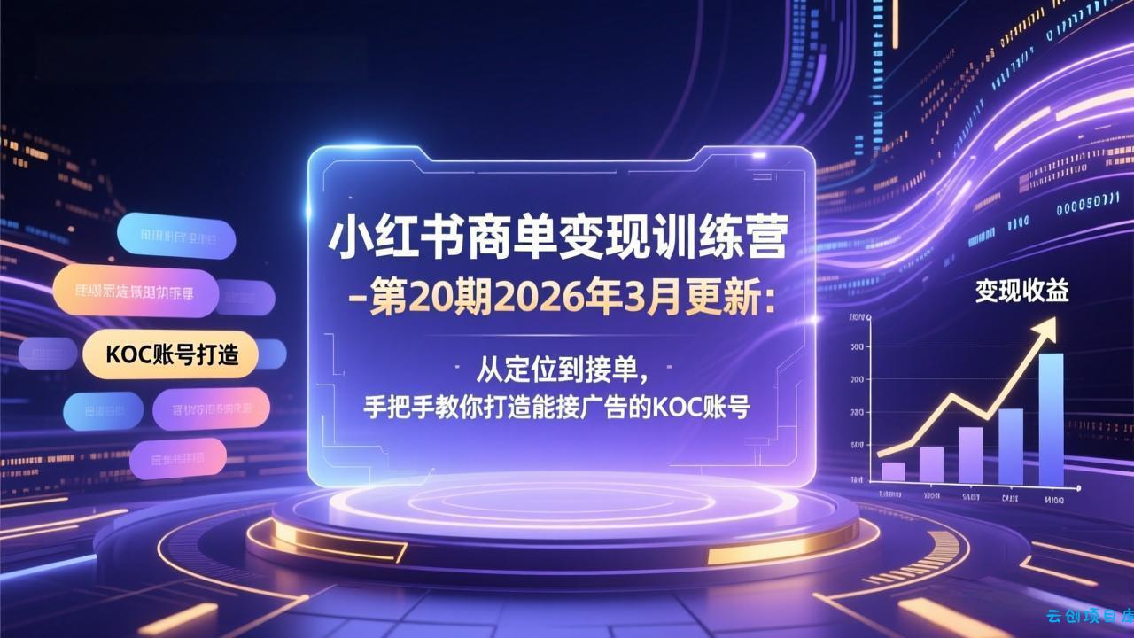 小红书商单变现训练营-第20期26年3月更新：从定位到接单，手把手教你打造能接广告的KOC账号-云创项目库
