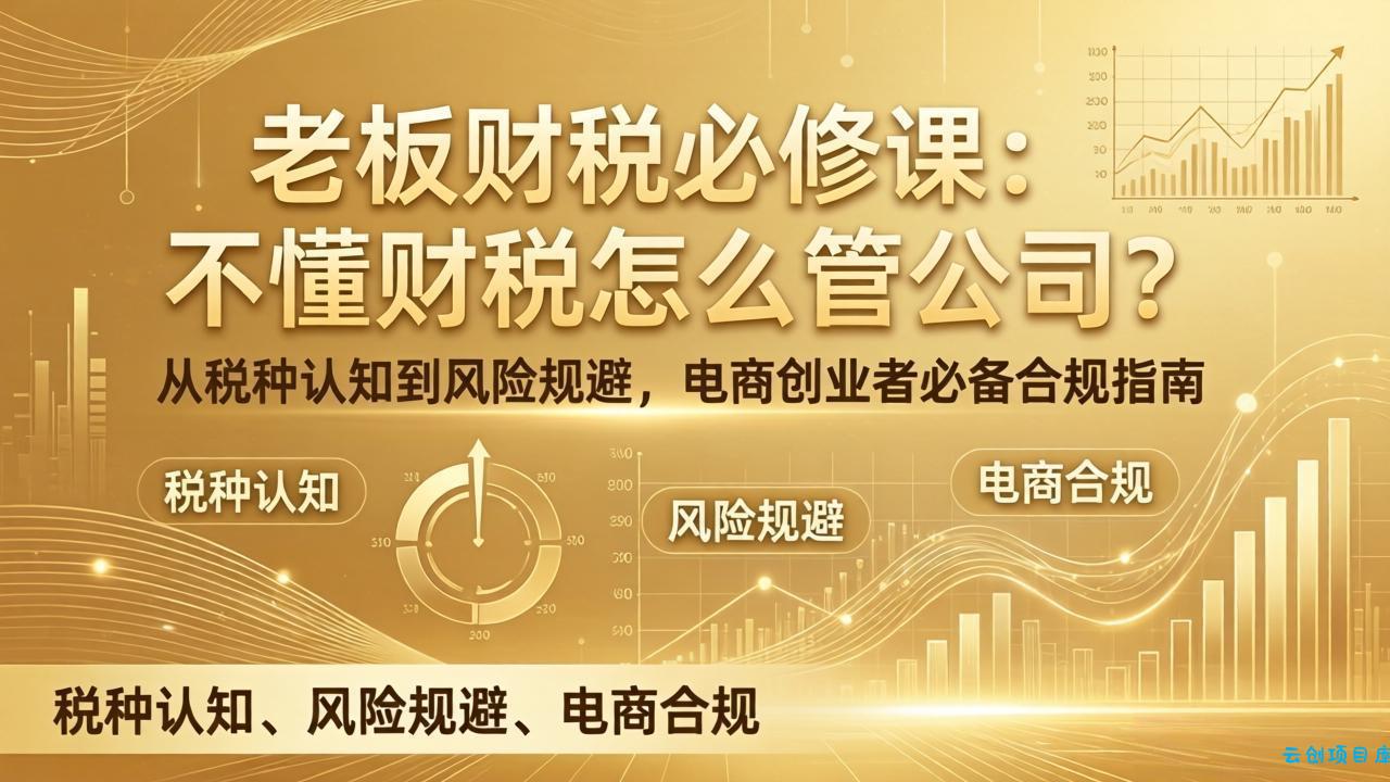 老板财税必修课：不懂财税怎么管公司？从税种认知到风险规避，电商创业者必备合规指南-云创项目库
