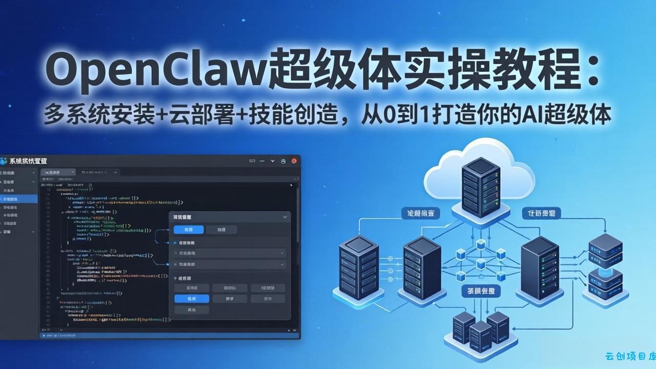 OpenClaw-小龙虾 超级体实操教程：多系统安装+云部署+技能创造，从0到1打造你的AI超级体-云创项目库