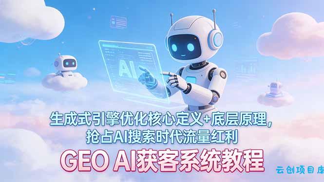 GEO AI获客系统教程：生成式引擎优化核心定义+底层原理，抢占AI搜索时代流量红利-云创项目库