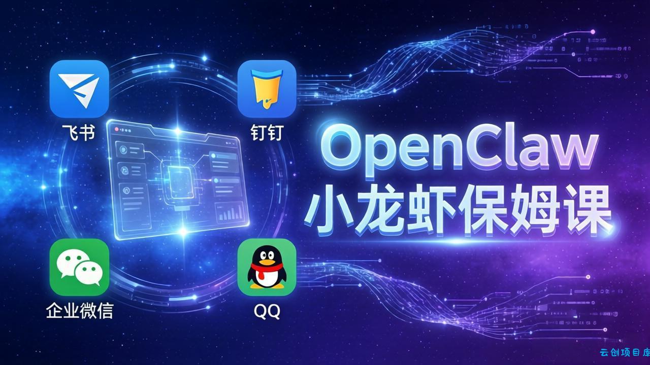 OpenClaw小龙虾保姆课： Windows/macOS/Linux/Docker全系统安装，飞书+钉钉+企业微信+QQ 全接入-云创项目库