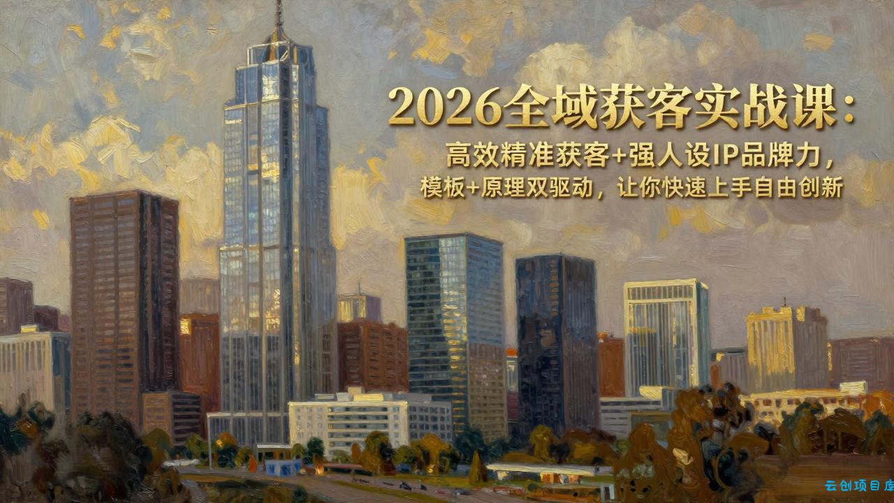 2026全域获客实战课：高效精准获客+强人设IP品牌力，模板+原理双驱动，让你快速上手自由创新-云创项目库