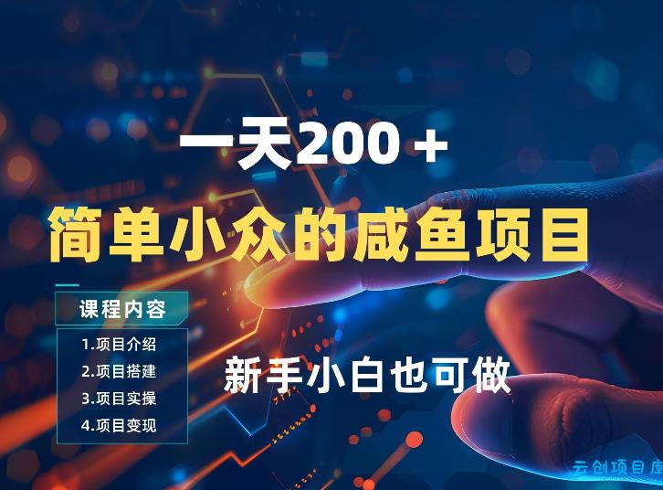 一天收入2张，一个简单小众的咸鱼项目，0门槛小白也能做-云创项目库