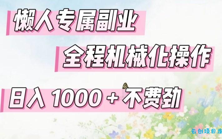 懒人专属副业，全程机械化操作，日入1k+操作简单，不费劲【揭秘】-云创项目库