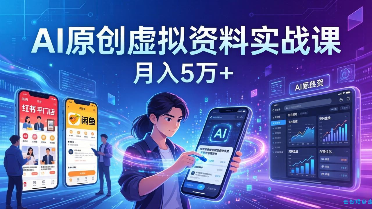 AI原创虚拟资料实战课：2026新机会，小红书闲鱼开店，普通人用AI轻松变现，月入5万+-云创项目库