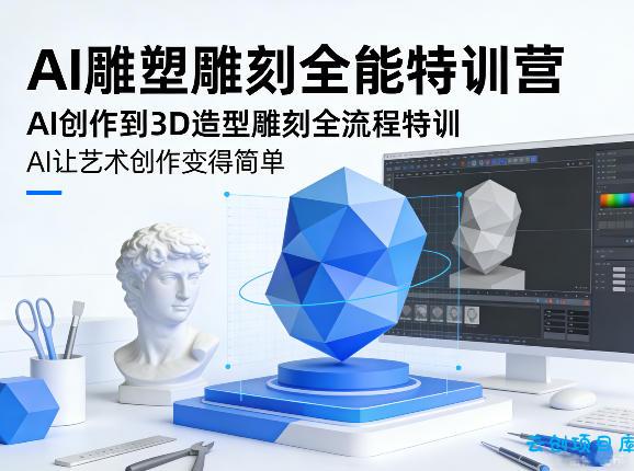AI雕塑雕刻全能特训营,AI创作到3D造型雕刻全流程特训,AI让艺术创作变得简单-云创项目库