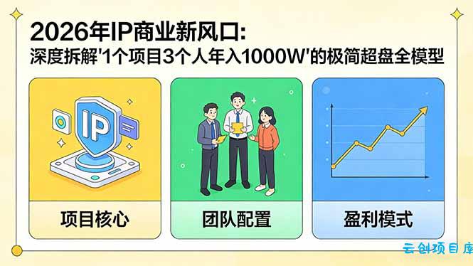 2026年IP商业新风口：深度拆解“1个项目3个人年入1000W”的极简超盘全模型-云创项目库