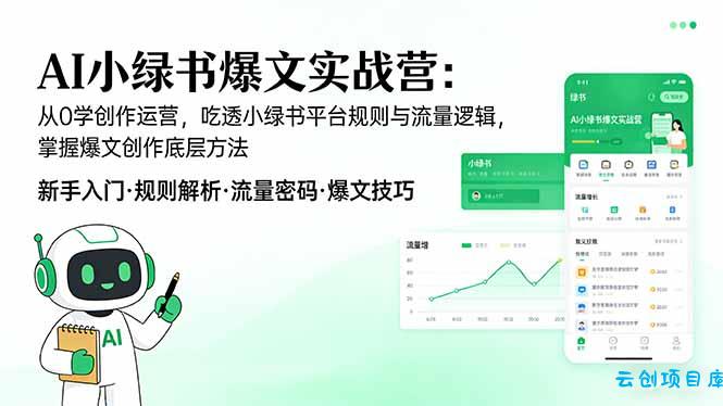AI 小绿书爆文实战营：从0学创作运营，吃透小绿书平台规则与流量逻辑，掌握爆文创作底层方法-云创项目库