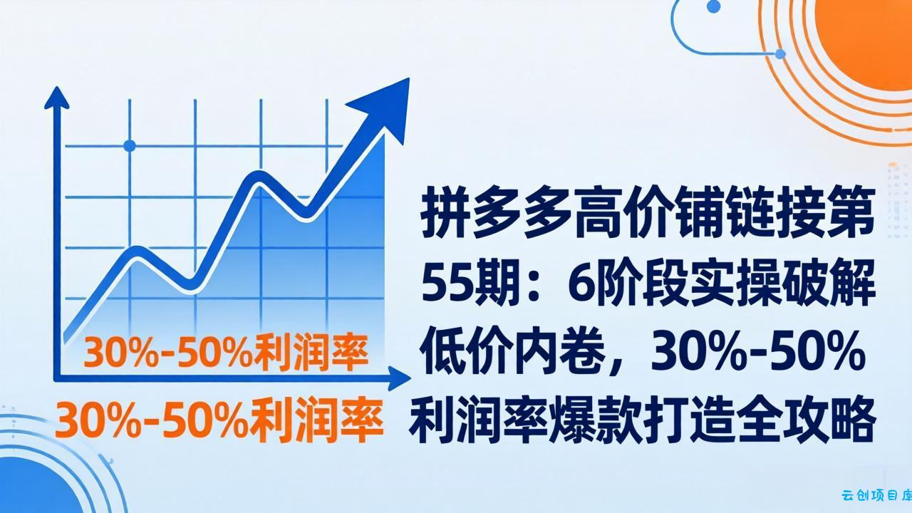 拼多多高价铺链接第55期：6阶段实操破解低价内卷，30%-50%利润率爆款打造全攻略-云创项目库