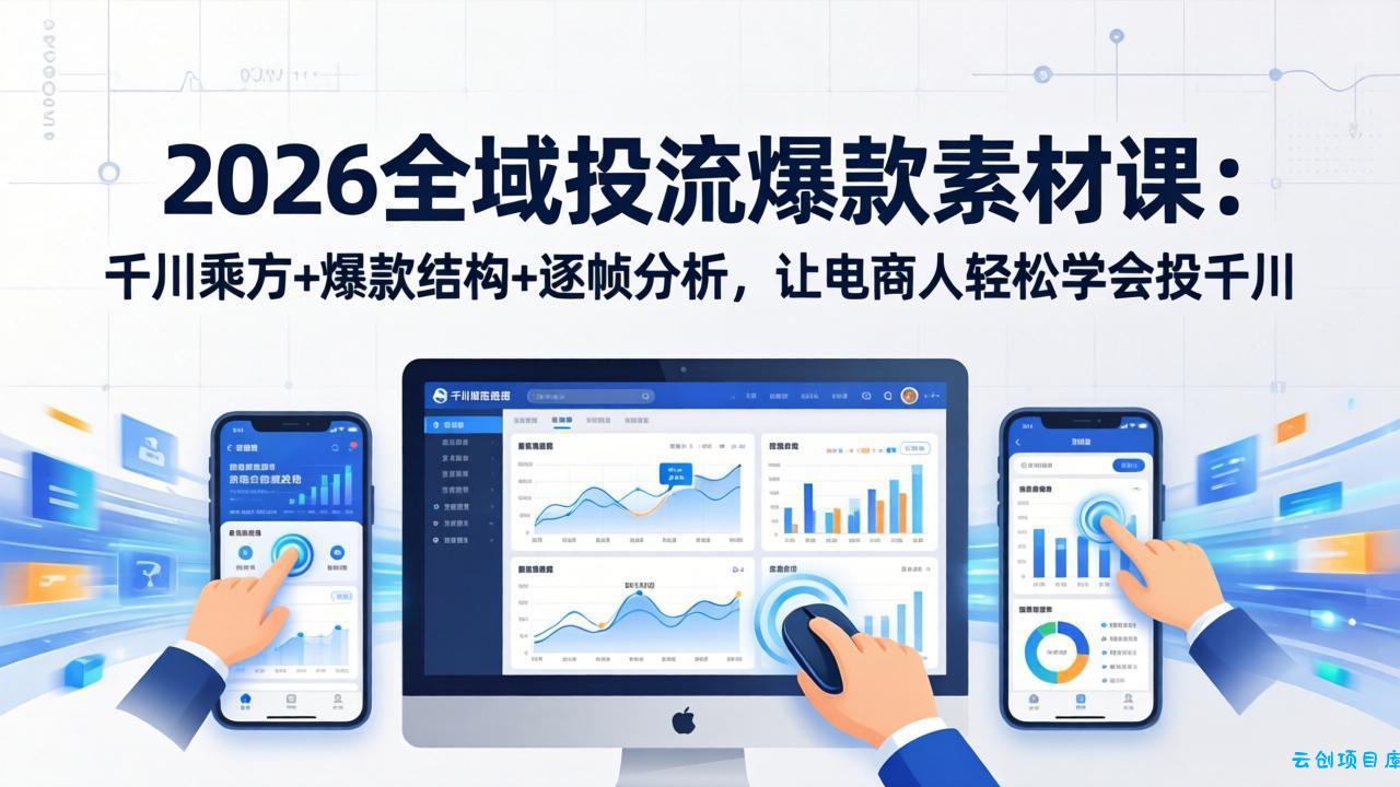 2026全域投流爆款素材课：千川乘方+爆款结构+逐帧分析，让电商人轻松学会投千川-云创项目库