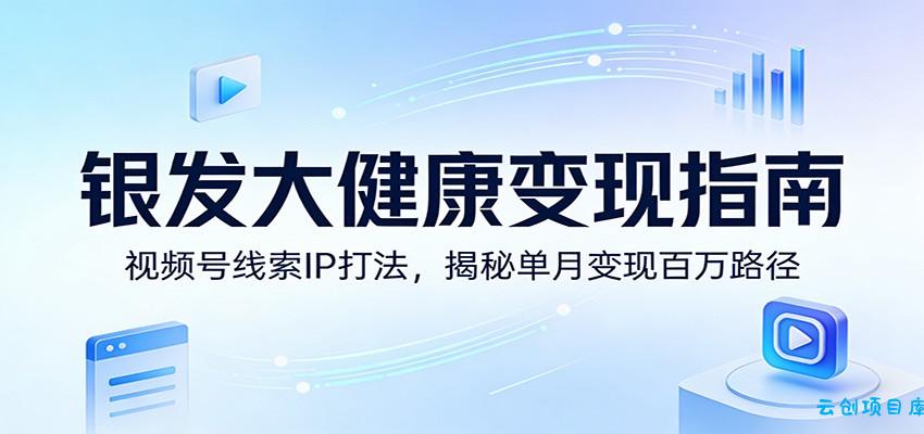 银发大健康变现指南:视频号线索IP打法,揭秘单月变现百万路径-云创项目库