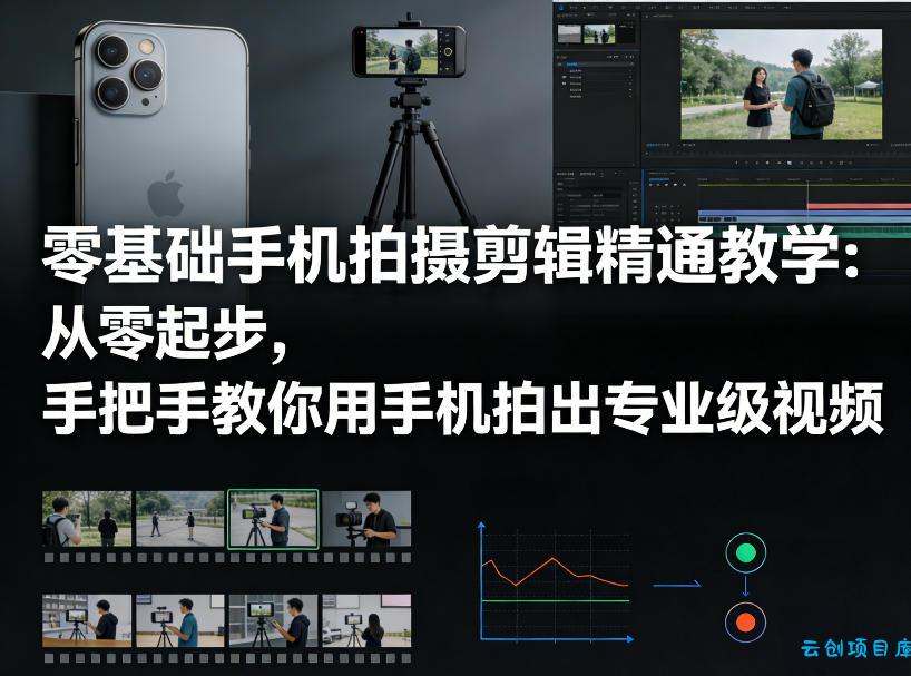 零基础手机拍摄剪辑精通教学:从零起步,手把手教你用手机拍出专业级视频-云创项目库