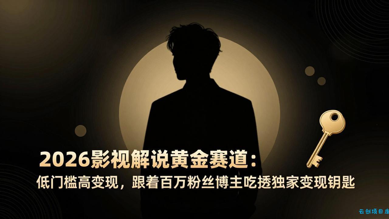 2026影视解说黄金赛道：低门槛高变现，跟着百万粉丝博主吃透独家变现钥匙-云创项目库