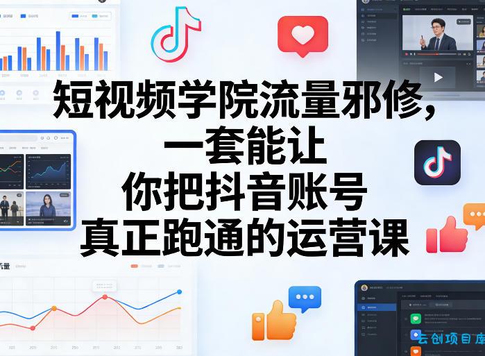 短视频学院流量邪修,一套能让你把抖音账号真正跑通的运营课-云创项目库
