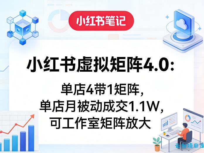 小红书虚拟矩阵4.0：单店4带1矩阵，单店月被动成交1.1W，可工作室矩阵放大-云创项目库