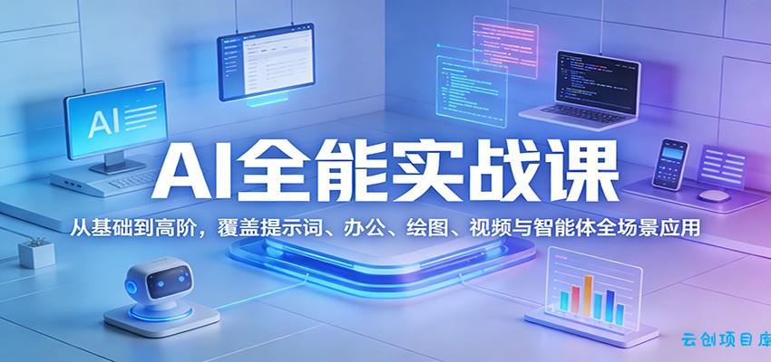 AI全能实战课:从基础到高阶,覆盖提示词、办公、绘图、视频与智能体全场景应用-云创项目库