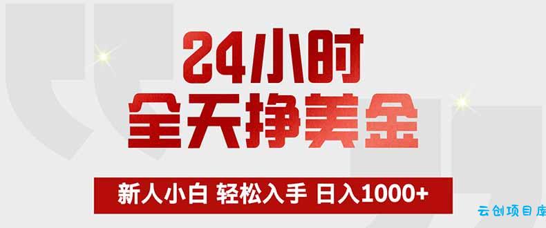 24小时全天挣美金，新人小白轻松入手，长期稳定，日入1000+-云创项目库