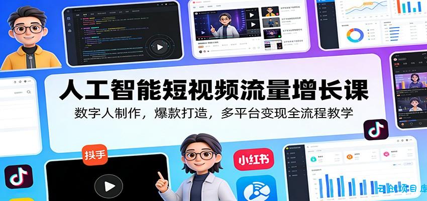人工智能短视频流量增长课:数字人制作,爆款打造,多平台变现全流程教学-云创项目库