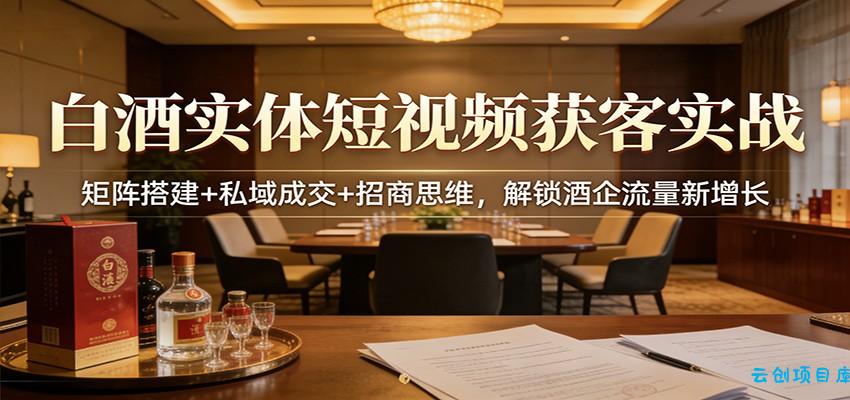 白酒实体短视频获客实战:矩阵搭建+私域成交+招商思维,解锁酒企流量新增长-云创项目库