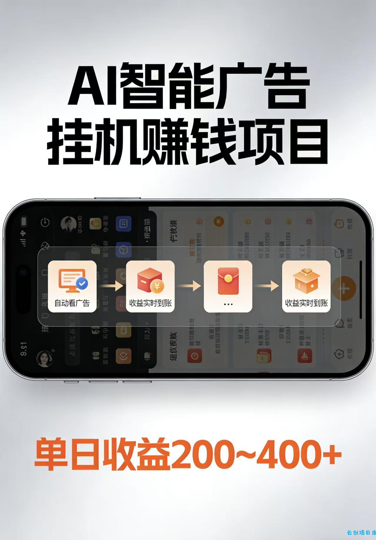 AI智能挂机看广告,每日稳定收益200-400+-云创项目库