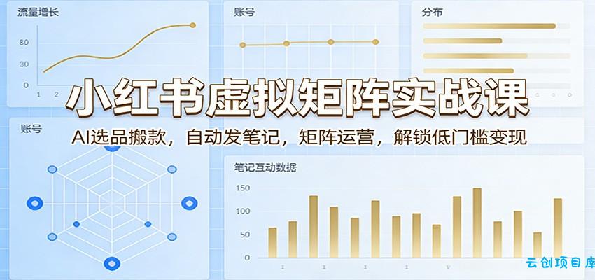 小红书虚拟矩阵实战课:AI选品搬款,自动发笔记,矩阵运营,解锁低门槛变现-云创项目库