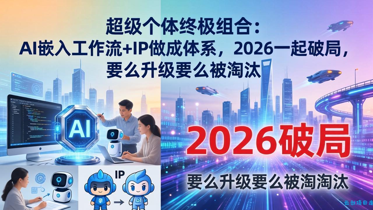 超级个体终极组合:AI嵌入工作流+IP做成体系,2026一起破局,要么升级要么被淘汰-云创项目库