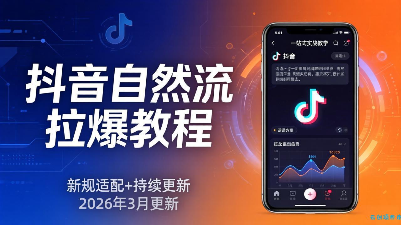 抖音自然流拉爆教程：新规适配+持续更新，话术+投放+起号一站式实战教学(更新26年3月-云创项目库