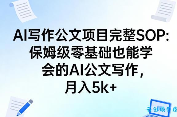AI写作公文项目完整SOP,保姆级零基础也能学会的AI公文写作,月入5k+-云创项目库