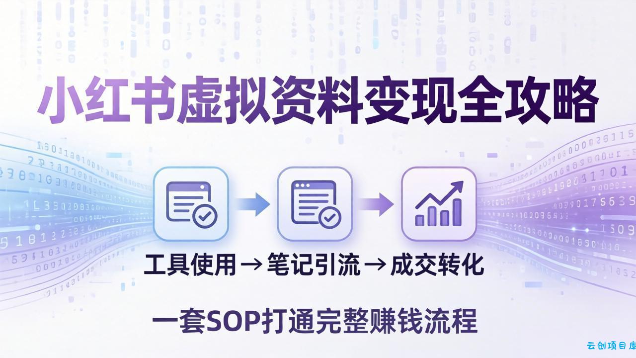 小红书虚拟资料变现全攻略：从工具使用到笔记引流成交，一套 SOP 打通完整赚钱流程-云创项目库