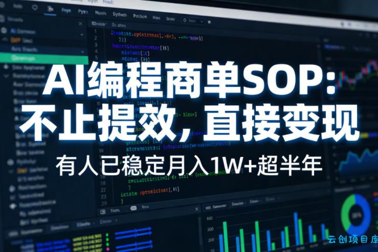 AI编程商单SOP，AI编程不能只给工作提效，还要直接变现，有人已经稳定月入1W+半年了-云创项目库