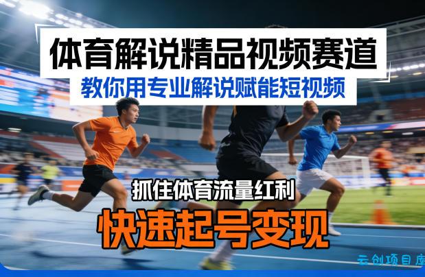 体育解说精品视频赛道，教你用专业解说赋能短视频，抓住体育流量红利，快速起号变现-云创项目库